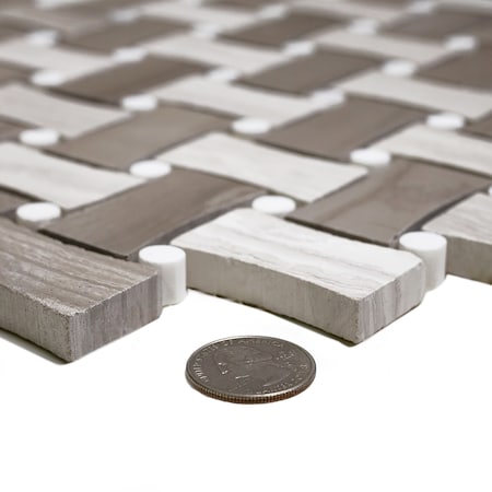 Apollo Tile Sample of Dog Bone Beige Basket Weave 11"x11" Marble Mosaic Tile APLSV99B24EC39 Sample